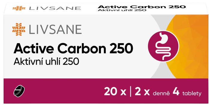 LIVSANE Active Carbon 250 Aktivní uhlí tbl.20