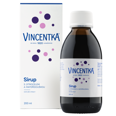 Vincentka Sirup s jitrocelem a mateřídouškou 200ml