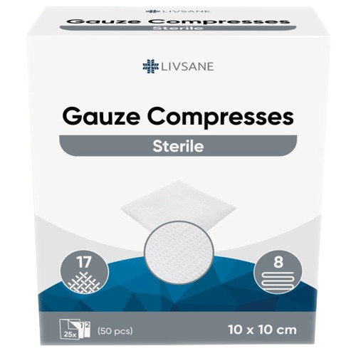 LIVSANE Sterilní gázové kompresy 10x10cm 25x2ks