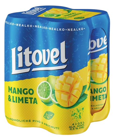 Litovel Mango a limeta nealko plech (4×0,5 l)