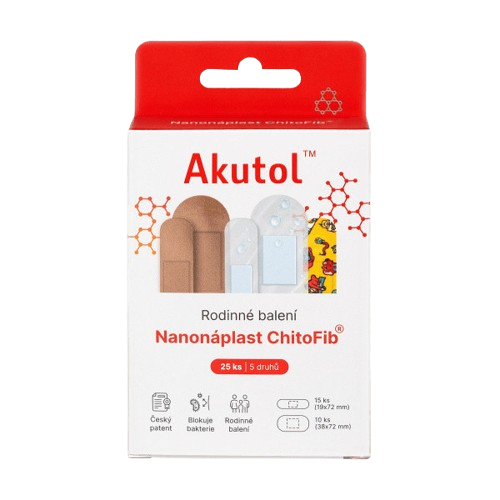 AKUTOL Nanonáplast ChitoFib Rodinné balení 25ks