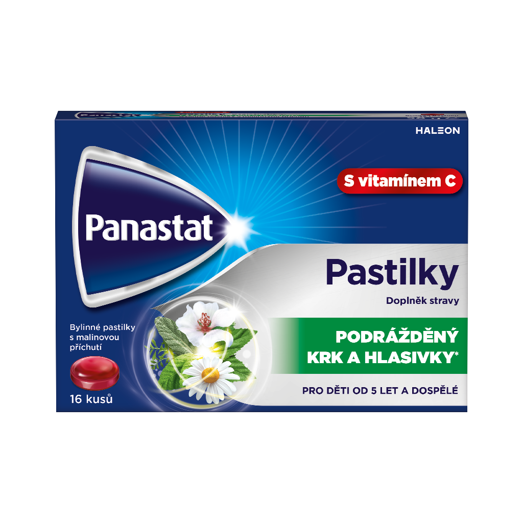 Panastat bylinné pastilky s vit.C př.malina 16ks