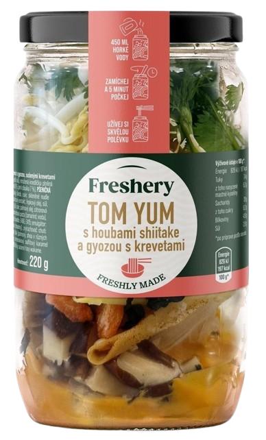 Freshery Tom Yum s houbami shiitake a krevetovou gyozou (směs na přípravu polévky)
