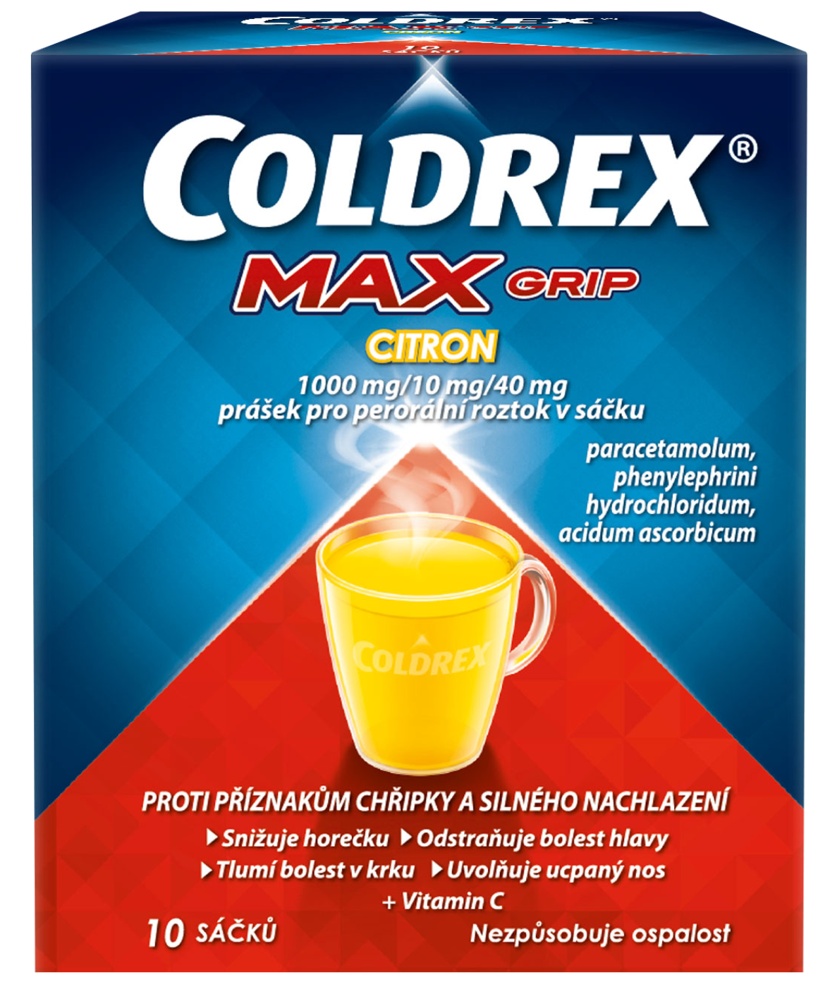 COLDREX MAXGRIP CITRON 1000MG/10MG/40MG Prášek pro perorální roztok v sáčku 10