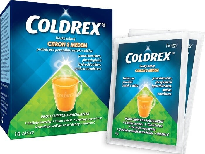 COLDREX HORKÝ NÁPOJ CITRON S MEDEM 750MG/10MG/60MG Prášek pro perorální roztok v sáčku 10