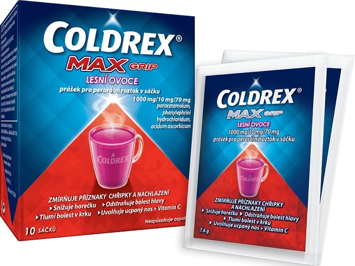 COLDREX MAXGRIP LESNÍ OVOCE 1000MG/10MG/70MG Prášek pro perorální roztok v sáčku 10