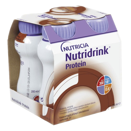 NUTRIDRINK PROTEIN S PŘÍCHUTÍ ČOKOLÁDOVOU perorální roztok 4X200ML