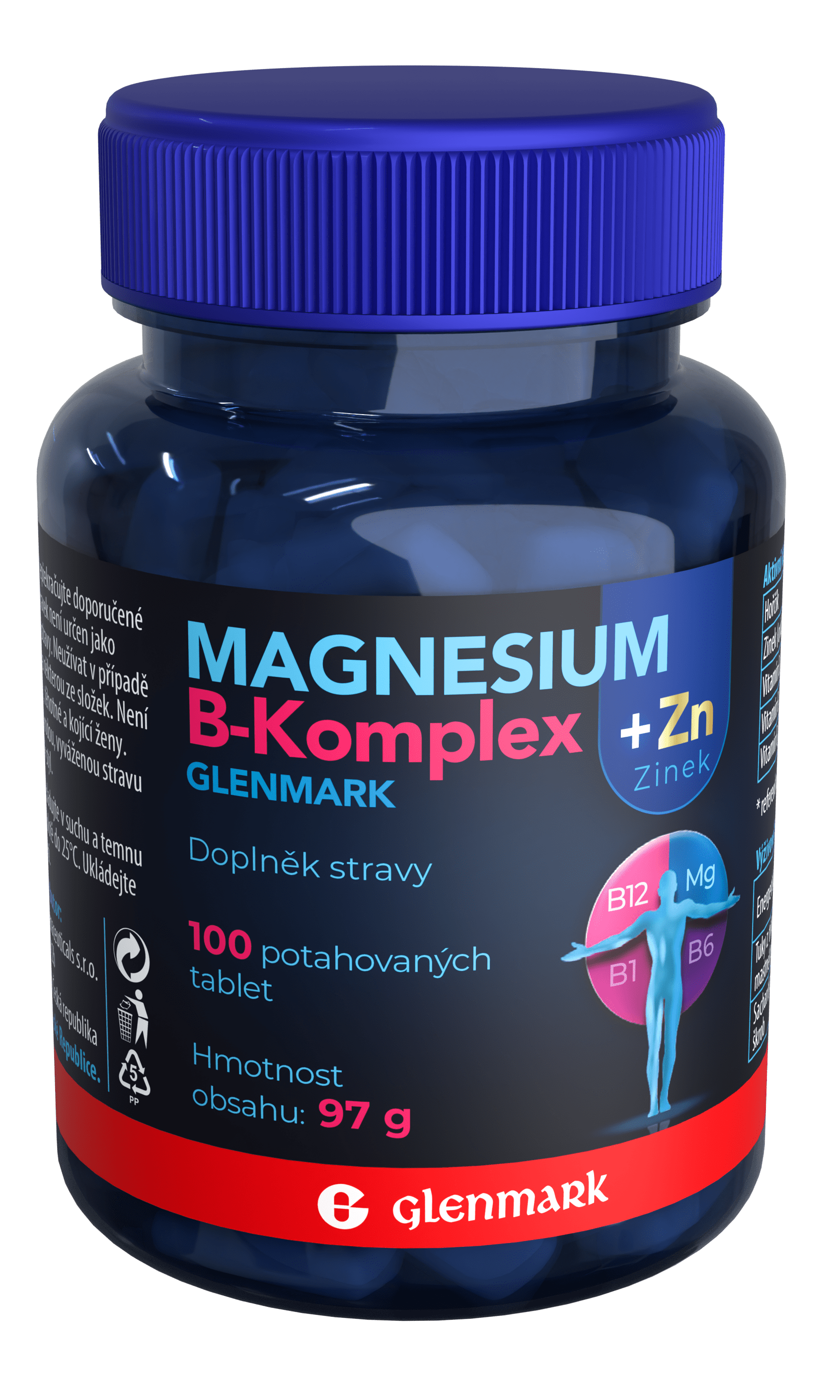 Magnesium B-komplex+Zinek Glenmark tbl.100