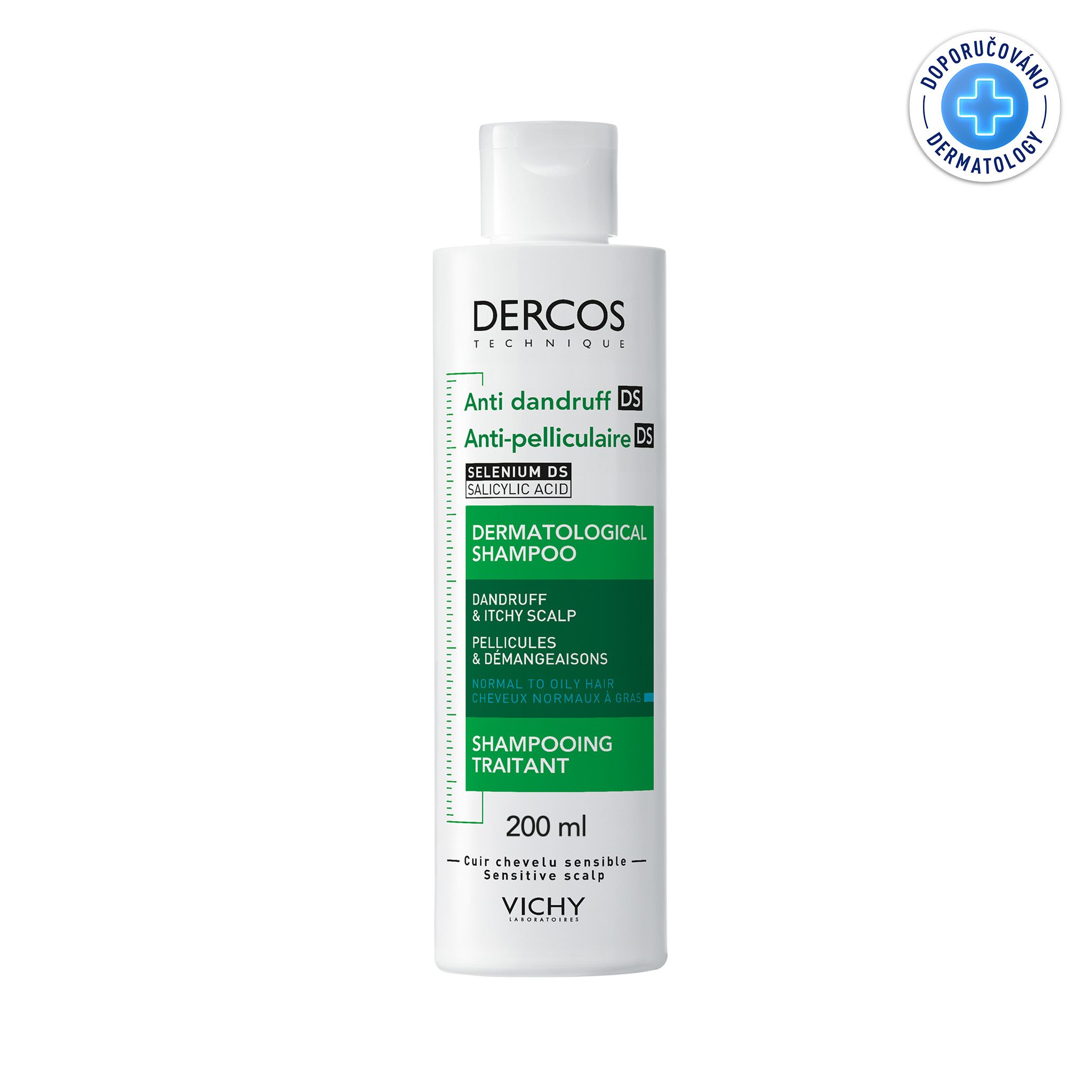 VICHY DERCOS Šampon lupy mastné vlasy 200ml