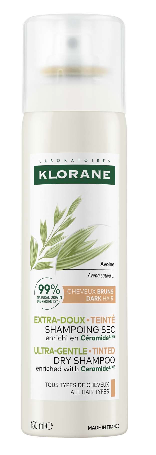 KLORANE Suchý šampon oves-tmavé vlasy 150ml