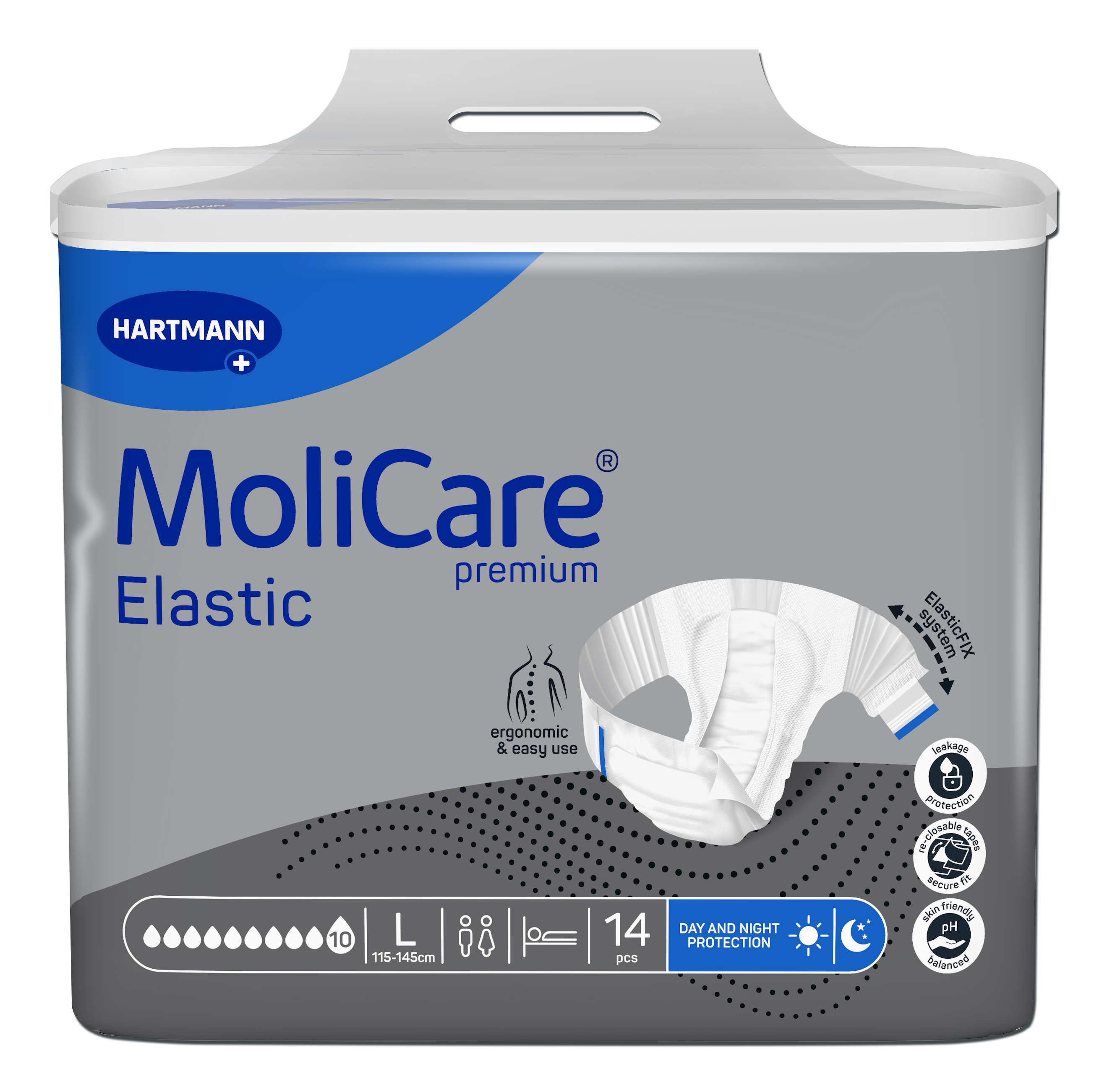 KALHOTKY ZALEPOVACÍ MOLICARE ELASTIC 10 KAPEK L BOKY 115-145CM,4279ML,14KS