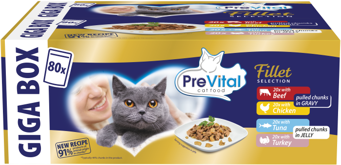 PreVital Kapsičky pro kočky mix masa a ryb v omáčce a v želé 80×85 g