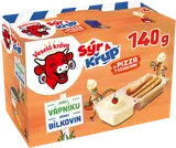Veselá Kráva Sýr a Křup s tyčinkami s pizza příchutí - Rodinné balení 4x35g
