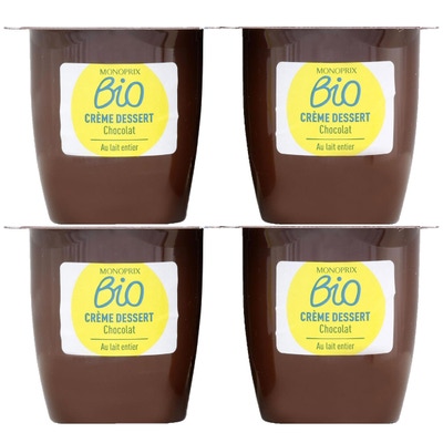 Monoprix Biologique Bio krémový dezert s příchutí čokolády 4x95g