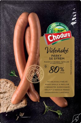 Chodura Vídeňské párky se sýrem (80% masa)