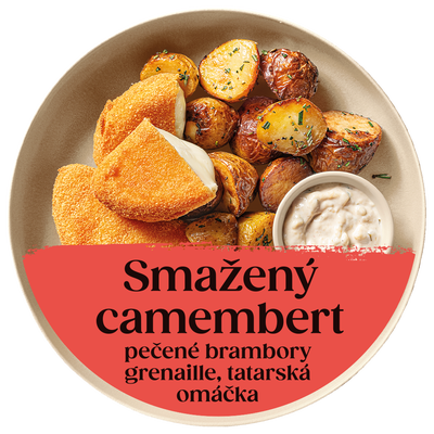 Cibule Bistro Smažený Camembert s pečenými bramborami grenaille a tatarskou omáčkou