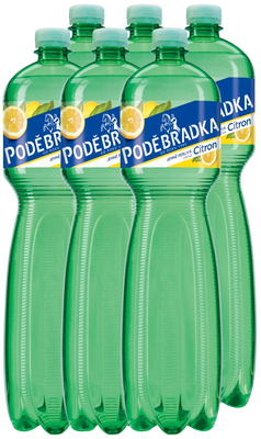 Poděbradka Jemně perlivá s příchutí citron 6 x 1,5 L