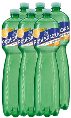 Poděbradka Jemně perlivá s příchutí pomeranč 6 x 1,5 L