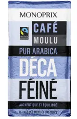 Monoprix Mletá káva Arabica, bez kofeinu