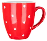 Banquet Hrnek keramický baňák červený s puntíky 400ml 1ks