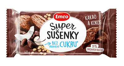 Emco Super sušenky bez přidaného cukru Kakao a Kokos