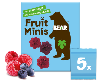 Bear Fruit Minis ovocné tlapky malina a borůvka 5x20g