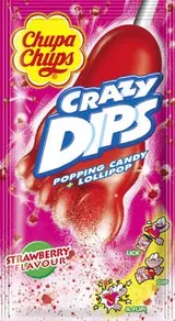 Chupa Chups Crazy Dips Strawberry lízátko