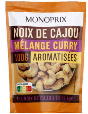 Monoprix Kešu ořechy s příchutí kari