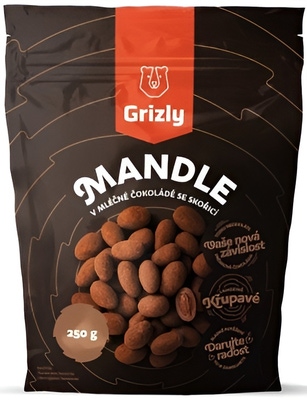 GRIZLY Mandle v mléčné čokoládě se skořicí