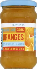 Monoprix Pomerančová marmeláda se sníženým obsahem cukru (*o 30 % méně cukru než tradiční džem)