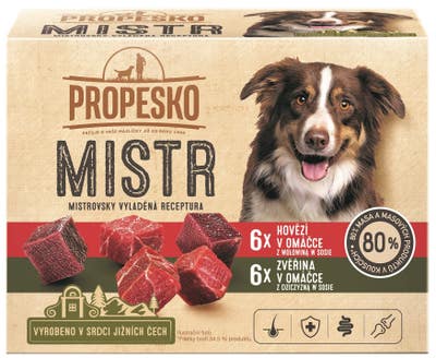 Propesko Mistr Filetky s hovězím a zvěřinou v omáčce pro psy 12x85g