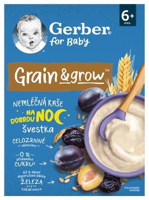 Gerber Natural nemléčná kaše pšenično-ovesná švestka