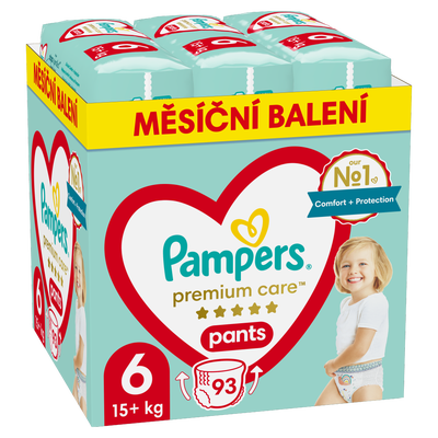 Pampers Pants Premium Care Plenkové kalhotky, měsíční balení, vel. 6 (15+ kg)