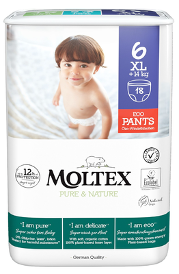 Moltex Pure & Nature Plenkové kalhotky XL vel. 6 (+14 kg)
