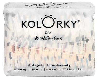 Kolorky Day Jednorázové eko plenky déšť a duhy S (3-6 kg)