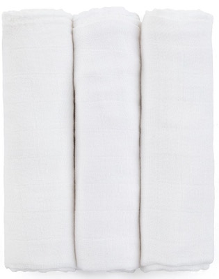 Petite&Mars Sada plen bambusová mušelínová 3ks Moussy Total White, 68x68 cm