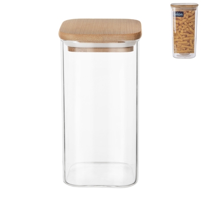 ORION Dóza borosil. sklo/bambus 1,7 l hranatá