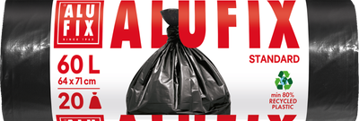 Alufix Pytle na odpadky 60 l, 20 ks, 15 µm, 64 x 71 cm, HDPE  černé