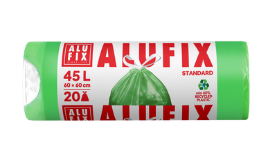 Alufix Pytle na odpadky zatahovací 45 l, 20 ks, 15 µm, 60 x 60 cm, HDPE  zelené