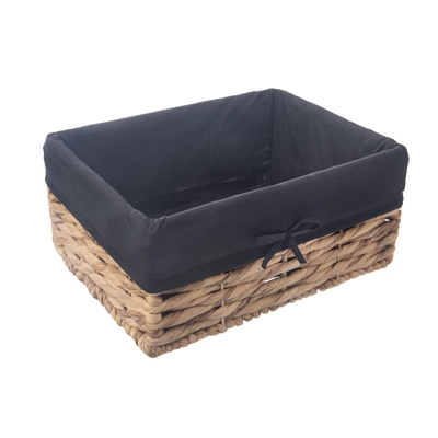 ORION Košík vodní hyacint+textil 36x26x16,5 cm černá