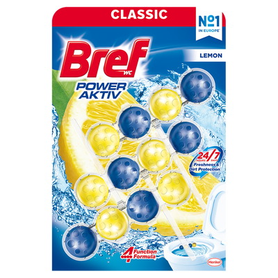 Bref Power Aktiv Lemon tuhý WC blok 3x50g