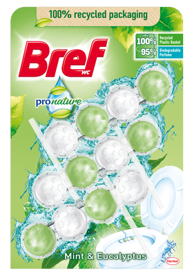 Bref ProNature Mint & Eucalyptus tuhý WC blok 3x50g