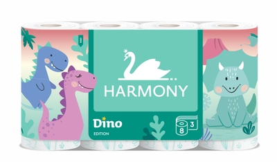 Harmony Toaletní papír Dino 3vrstvý, 8 rolí