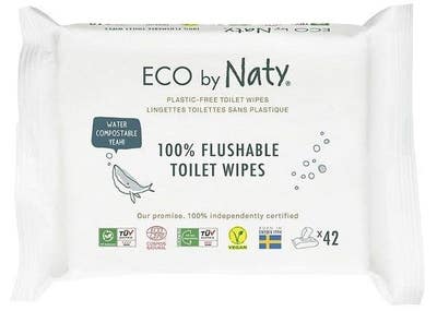 ECO by Naty Vlhčené splachovatelné ubrousky s funkcí toaletního papíru bez vůně