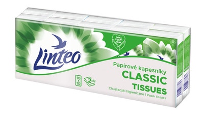 Linteo Papírové kapesníky Classic bílé, 2vrstvé