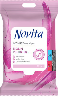Novita Vlhčené ubrousky na intimní hygienu s prebiotikem Biolin