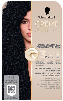 Schwarzkopf Creme Supreme Barva na vlasy 1-1 Chladná černá