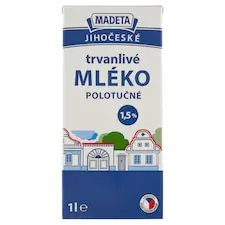 Madeta Jihočeské trvanlivé mléko polotučné 1,5% 1l