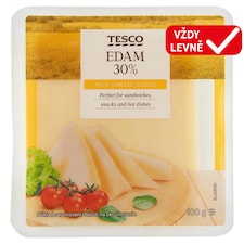 Edam 30% polotvrdý polotučný sýr plátky 100g
