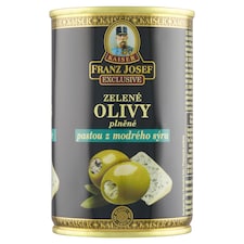 Franz Josef Kaiser Exclusive Zelené olivy plněné pastou z modrého sýra 300g